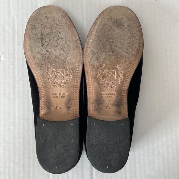 Del Toro Black Velvet Loafers Skull & Crossbones Size 9 Slip On Flats Italy Made main image 4